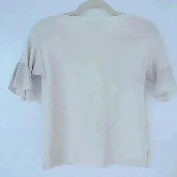 Ann Taylor Petite - XSP White Flutter Sleeve Top - Picture 3 of 4